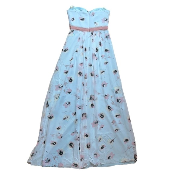 BCBGMAXAZRIA Amber Pearl Blue Floral Strapless Silk Maxi Dress Women’s US 4 - Picture 8 of 8